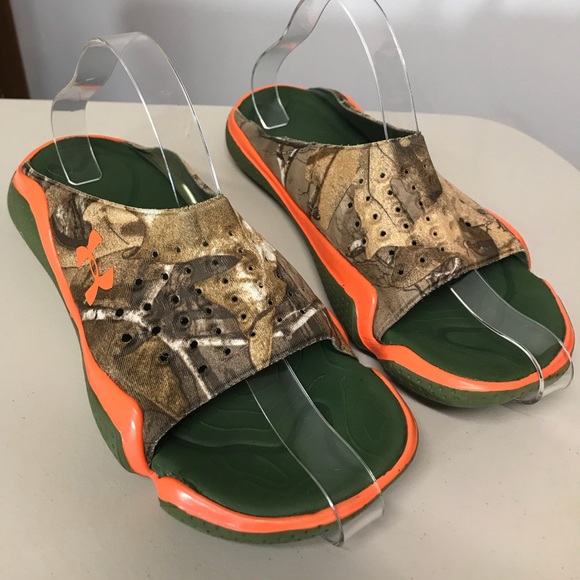 mens camo under armour slides